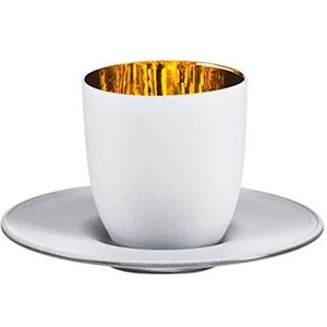 Eisch Espressoglas mit Untersetzer Cosmo Weiß, Kristallglas, Gold, Weiß, 100 ml, 72310906