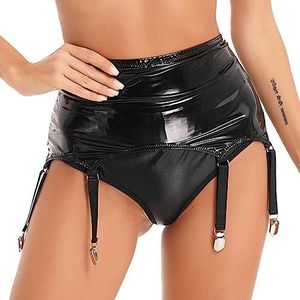 VOIV Dames lakleer jarretels met metalen clips lingerie jarretelgordel jarretel set nachtkleding