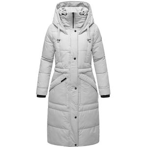 MARIKOO Ayumii Winterjas voor dames, warme gewatteerde jas, lang, met capuchon, maat S-3XL, lichtgrijs, M