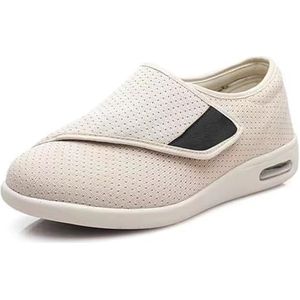 Outdoor Wandelschoenen, Extra Brede Wijdte Gemakkelijk Aan & Uit Wandelen Sneakers Wandelen Casual Schoenen Ouderen Mam Schoenen Unisex Ouderen Schoenen Voor Mannen En Vrouwen(Beige,36 EU)