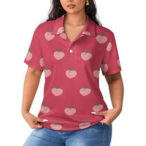 Fruitpatronen perziken dames poloshirts met korte mouwen casual T-shirts met kraag golfshirts sport blouses tops L