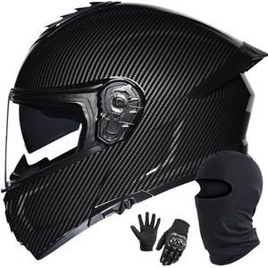 Motorhelm Systeemhelm Integraalhelm Dubbel Vizier DOT/ECE Gecertificeerd Hoogwaardige Helm Motorintegraalhelm Scooterhelm Valhelm Voor Dames En Heren F,XL/59-60CM