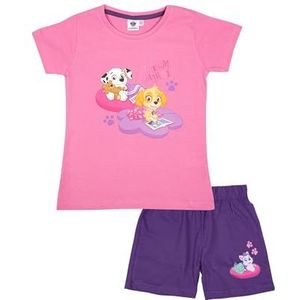 Paw Patrol pyjama voor meisjes, Dream Patrol kinderpyjamaset, korte mouwen, bovendeel met broek, roze/paars, roze/paars., 98/104 cm