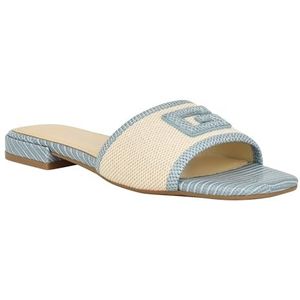 GUESS Tampa platte sandaal voor dames, lichtblauw/beige multi, 3,5 UK, Lichtblauw Beige Multi, 36.5 EU