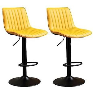 Barkrukken Moderne Lederen Barkrukken Set Van 2 Verstelbare Draaibare Gasveer Barkrukken Voetsteun En Onderstel Voor Ontbijt Teller Keuken Barkruk (Color : Yellow, Size : Sitting Height 60-80cm)