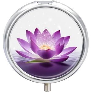 Paarse Bloem Pillendoos Ronde Draagbare Pil Organizer Waterdichte Dagelijkse Vitamine Houder Dozen Creatieve 3 Compartiment Geneeskunde Pil Case voor Portemonnee Of Pocket