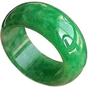 BXSMNH Natuurlijke Emerald Jade Ring Mannen Vrouwen Fijne Sieraden Echte Birma Jadeite Ringen Myanmar Gecertificeerde Jades Stone Ring Mannelijke Geschenken (Kleur: Groen, Maat: 19mm)