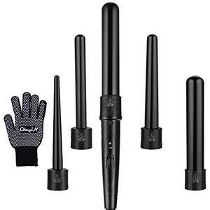 Ckeyin 5-in-1 multifunctionele verwisselbare krulspelden/haarkit, toermalijn-keramische behuizing