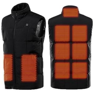LIUHD Verwarmd vest verwarmingsjack, 9 zones elektrisch USB winter thermisch vest met 3 instelbare temperatuur voor buiten, Zwart, 3XL(Bust:122CM)