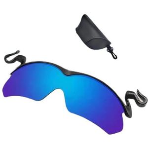 Sportzonnebril met clipdop, met schoonmaakdoekjes Clip-on zonnebril for heren, gepolariseerde zonnebril for buiten, for vissen, fietsen, wandelen, fietsen (Color : Blue)