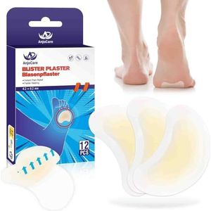 AnjoCare Blarenpleister voor Voeten, 12 stuks Onzichtbare Hydrocolloïde Gel Blarenpleisters, Waterdichte Blarenpleisters voor Tenen, Voorkomen en genezen van hielblaren