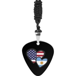 In elkaar grijpende harten Amerikaanse Argentinië Vlag Gitaar Pick Ketting Metalen Hanger Charm Chain Ketting Sieraden Gift