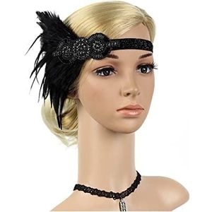 Veer Hoofdband Haarband 1920s hoofdtooi haaraccessoires hoofddeksel flapper hoofdband hoofdtooi veer garland meisjes Carnaval Veer Hoofdband (Size : A)