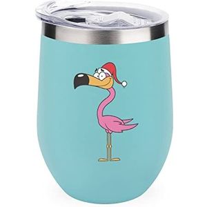 Leuke Kerstman Flamingo Geïsoleerde Tumbler met Deksel Leuke Roestvrij Staal Koffie Mok Duurzaam Thee Cup Reizen Mok Groene Stijl