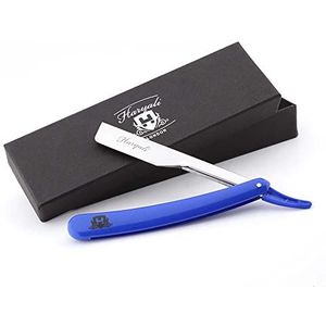 Inklapbare Barber Razor/scheermes in blauw voor heren wordt geleverd met een leren tas + box
