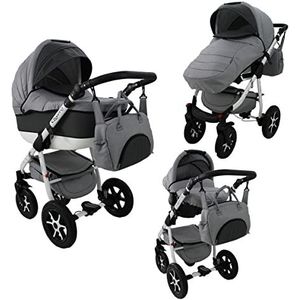 Kinderwagen voor grote ouders, babyzitje en Isofix, keuze uit QueroLen door Saintbaby Grey 3-in-1 met babyzitje