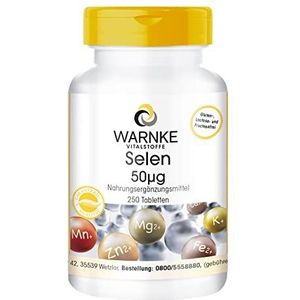 Selenium 50µg - van seleniumgist - veganistisch - 250 tabletten - bulkverpakking | Warnke Vitalstoffe - Duitse apothekerskwalitei