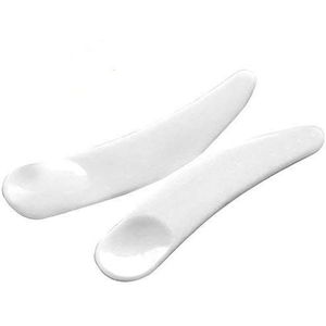 mciskin 100 stuks mini draagbare kunststof wegwerp cosmetica make-up gebogen spatel lepel lepel gereedschap