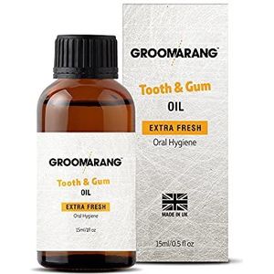 Groomarang Tanden- en Tandvleesolie, Gemaakt van 100% Pure Plantaardige Oliën, Kruidnagel- en Muntfrisheid, Ondersteuning voor Slechte Adem en Tandvlees - 15ml