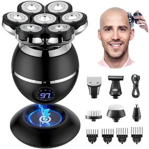 ETENTOUS 7D Elektrisch scheerapparaat voor heren, 6-in-1 tondeuse voor heren, waterdicht, IPX7, met led-display, 9 schoonheidsset
