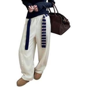 LoprNsdgt Dames Fleece Gevoerde Elastische Hoge Taille Gesplitste Herfst- En Winterbroek Voor Op Kantoor,Beige,L