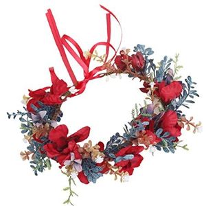 Haarband voor rustieke festival rood decor fotografie haar meisje met prop krans bruidsmeisje elegante bloemen bloeiende hoofdband bruid