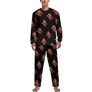 I Love Basketbal Zachte heren pyjama set comfortabele loungewear met lange mouwen bovendeel en broek geschenken XL