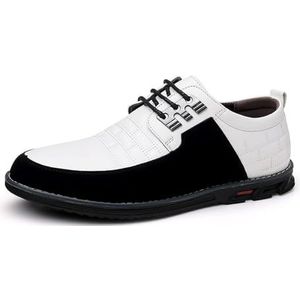 Mens Dress Shoes Comfort Business Casual Oxford Shoes Fashion Dress Sneakers Office Working Walking Leather Shoes (Color : White, Size : EU 39)