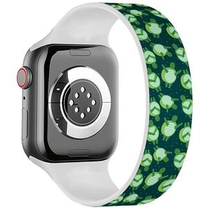 Solo Loop band compatibel met alle series Apple Watch 42/44/45/49mm (schildpadden achtergrond kleurrijk) rekbare siliconen band band accessoire, Siliconen, Geen edelsteen