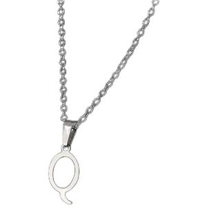 Eenvoudige zilveren kleur 26 letter hanger ketting mode unisex AZ initialen roestvrijstalen choker sleutelbeen ketting sieraden (Style : FN782185)