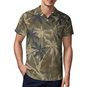 Palm Tree Camouflage Heren Golf Polo-Shirt Zomer T-shirt Korte Mouw Casual Sneldrogende Tees L