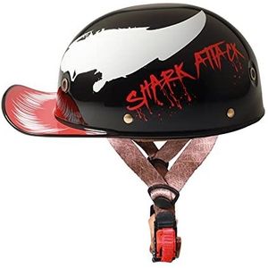 Retro Motorcycle Baseball Cap Halve Helm, DOT Goedgekeurde Volwassen Motorbike Open-Face Helm voor Mannen en Vrouwen Street Bike Cruiser Chopper Bromfiets Scooter Helm Decoration
