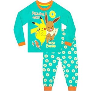 Pokémon Jongens Pyjama Pikachu en Eevee Nactkleding voor Kinderen 122 Groen