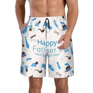 PHTZEZFC Fathers Day Love Dad Print strandshorts voor heren, zomershorts met sneldrogende technologie, licht en casual, Wit, M
