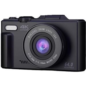 Actiecamera, 4K digitale camera for fotografie en digitale zoomcamera, compacte vlogcamera, 180° draaibaar scherm met flitser,voor fietsen, motorfietsen(32G Card)