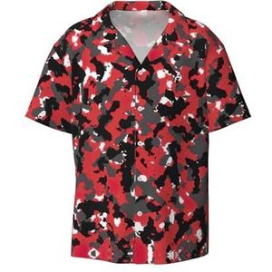 EdWal Camo Print Heren Korte Mouw Button Down Shirts Casual Losse Fit Zomer Strand Shirts Heren Jurk Shirts, Zwart, XXL