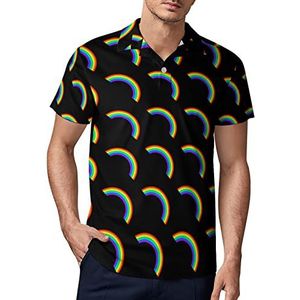 Rainbow Gay Pride Golfpoloshirt voor heren, zomer, korte mouwen, casual, sneldrogend, XL