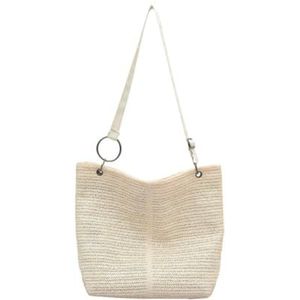 Strandtas Casual Geweven Tas Dames Zomer Handtas Met Één Schouder Strozak Strandtas Aan Zee Strozak(Beige)