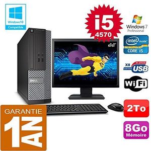 Dell PC 3020 SFF Core I5-4570 RAM 8 GB harde schijf 2TB WiFi W7 scherm 22 inch (gereviseerd gecertificeerd)