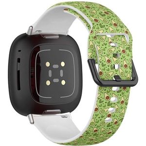 Sportbandje compatibel met Fitbit Sense / Sense 2 / Versa 4 / Versa 3 (groene avocado keuken), siliconen armband, accessoire