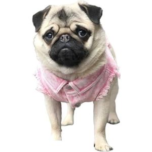 Teddy Franse Bulldog Corgi Water Wassen Denim Jas Lente En Zomer Tide Hond Vest Hond Jas Kleding (Color : Pink, Size : L())
