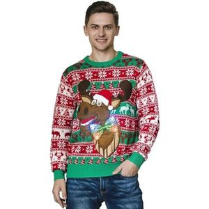 OFF THE RACK Uniseks kersttrui voor heren, klassieke fairisle rendier, rudolph, kerstboom, dames, feestcadeau, trui, Dis Rudy, Wie dat?, XL