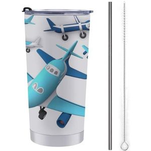TKJMCSW Vliegtuig Reismok 20oz Tumbler Travel Koffiemok Geïsoleerde Koffiemok Waterfles Roestvrij Staal Geïsoleerde Beker, Tumbler Cup Koffiemok met Deksel
