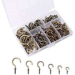 Yuechenggui 120 stuks plafondhaken, 6 maten mok inschroefhaken Heavy Duty Brons Vintage Schroef Haken voor Hangende Planten Licht Theekop Sieraden Sleutelhanger Ornament voor Thuis en Kantoor