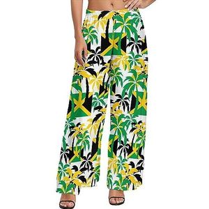 Palm Trees Jamaica Vlag Dames Casual Brede Pijpen Lounge Broek Comfortabele Losse Joggingbroek Joggers Broek