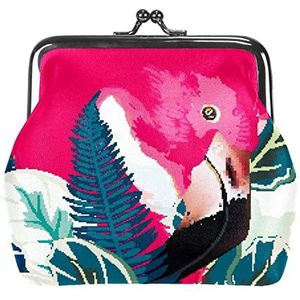 Munten Portemonnees Vintage Pouch Change Portemonnee Portefeuilles Flamingo rood Blad, Multi kleuren, 3.3x3.6 in/11x12 cm, Klassiek