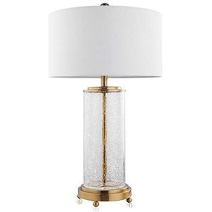 Glazen Tafellamp, transparant glas, witte accenten, Clear Desk Lamp Eenvoudig en moderne kristallen buis licht nachtlamp (Color : B)