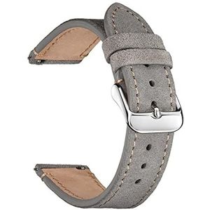 Suede Lederen Horlogebanden 18 Mm 20 Mm 22 Mm Matte Koeienhuid Bandjes Compatibel Met Huawei Horloge GT3/GT3 Pro Armband Goudbruin Horloge Polsbandje (Color : Blue-Silver Buckle, Size : 20mm)