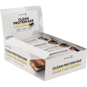 Body & Fit Clean Protein Bar Eiwitreep in chocolade en witte brokjes smaak - 12x60 gram met 20gr eiwit per reep