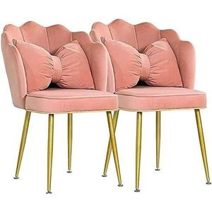 EdNey Eetkamerstoelen, voor kantoor thuis keukenmeubilair, fluwelen fauteuil dikke gestoffeerde zitting en rugleuning met metalen stoelpoten, stoel, make-upstoel (kleur: roze)
